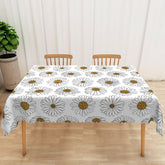 Lofaris Rustic Daisy Tablecloth with Yellow and White Flowers for Farmhouse Kitchen Spring Country Decor